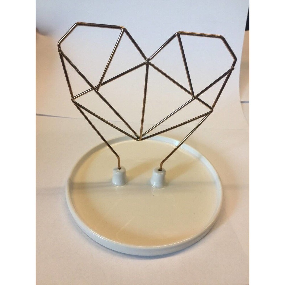 Jewelry Holder IMM Living Coxet Wire Heart Ceramic Ring Plate Copper Vanity NEW